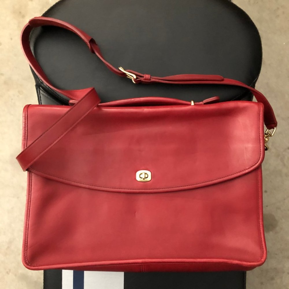 Coach Lexington Slim Briefcase - Red